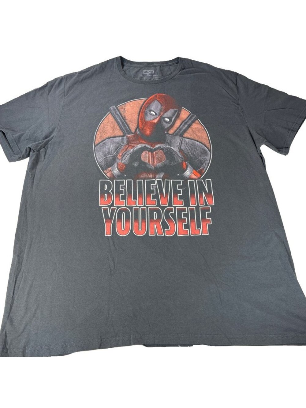 Disney Marvel Deadpool Believe In Yourself Graphic T-Shirt Gray Men's 2XL Comics
